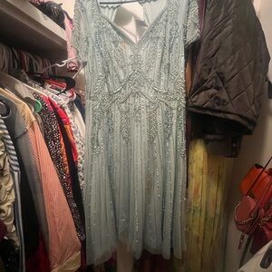 Adrianna Papell Sky Blue Embellished Gown